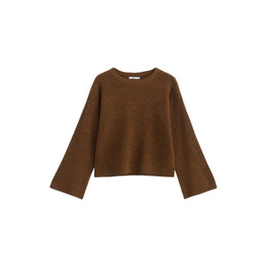 INMAN Winter New Arrival Round Collar Loose Trumpet Sleeves Casual Wild Models Woman Pullover Sweater