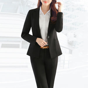 2019 Spring Autumn Business Women 2 Piece Interview Suit Set Uniform Long-Sleeved Blazer Pencil Pant Office Lady Suits Plus 5XL