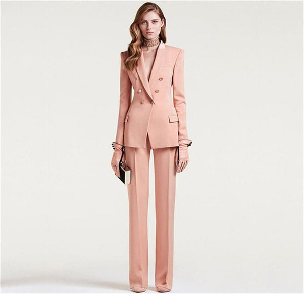 Lucky Pink Lady Women Suit Set 2020 Spring and Autumn Slim Professional 2 Piece Set Suit Women's Pantsuit Customi Made