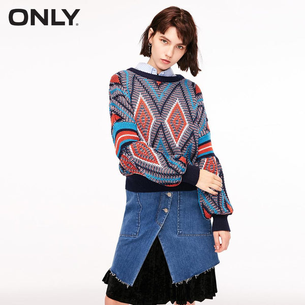 ONLY Women's Contrasting Geometrical Knit Sweater | 119113515