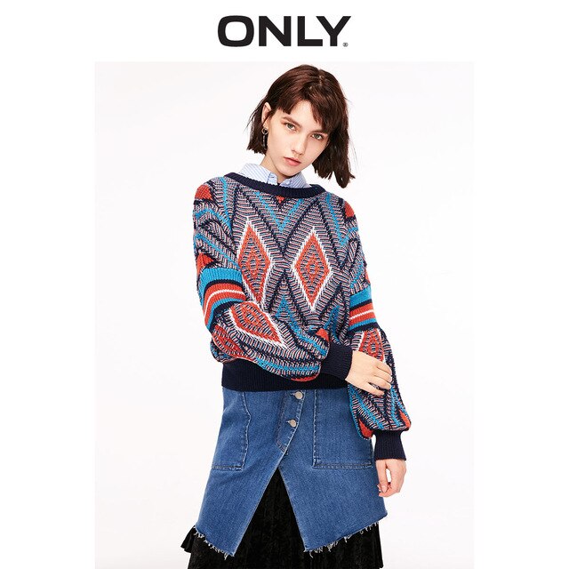 ONLY Women's Contrasting Geometrical Knit Sweater | 119113515